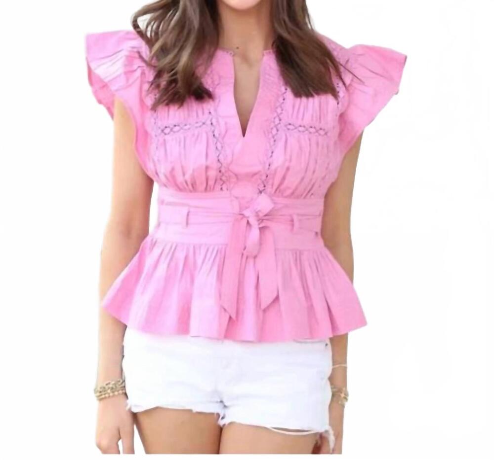 NEW LOVE THE LABEL madelyn v-neck top in rosebloom